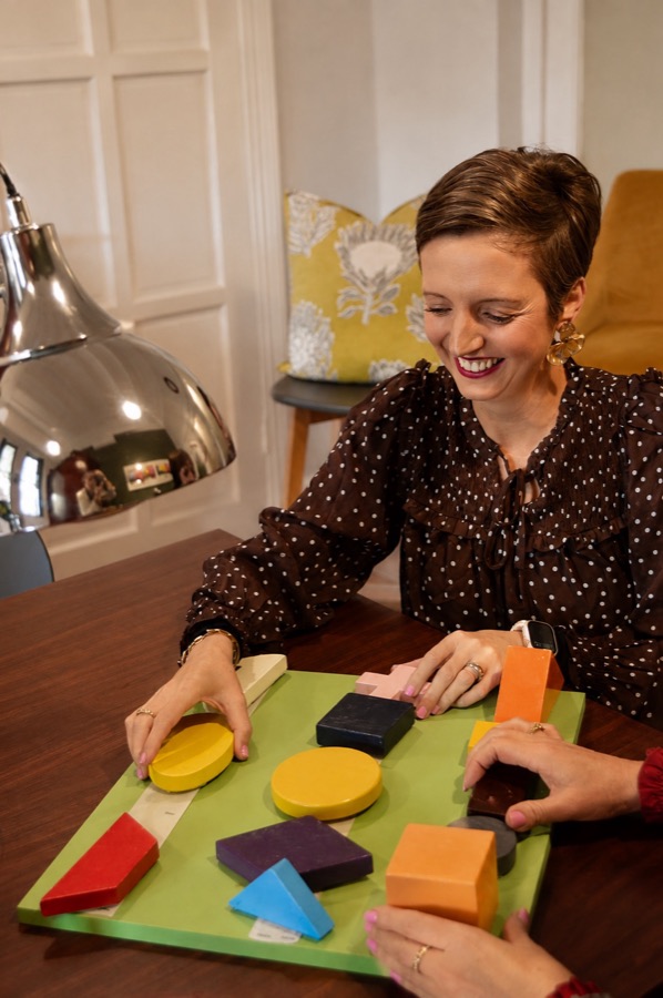 Textured shapes and blocks used for sensory re-education